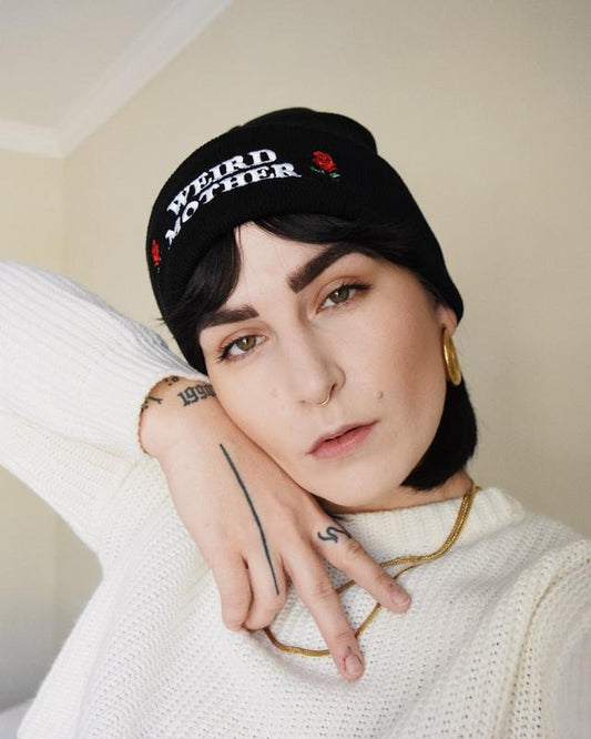 Weird Mother and Roses Embroidered Beanie in 3 color ways T-Shirts, Hoodie, Sweatshirt | WearSparks.com