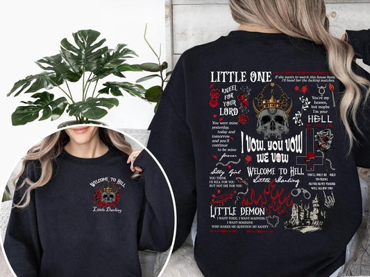 Welcome To Hell Little Darling Sweatshirt, House of Lords Hoodie, The Ritual Book Shirt, Dark Romance Book Club, Dark Academia, Morally Grey Book Club Unisex Soft Comfort Crewneck Pullover Long Sleeves Graphic Fabric Sweater