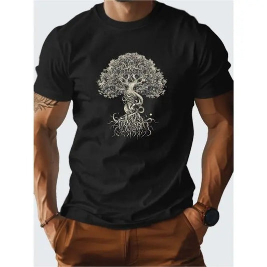Well-Designed Tree Art Men's T-shirt for a Comfortable Fit Made in USA