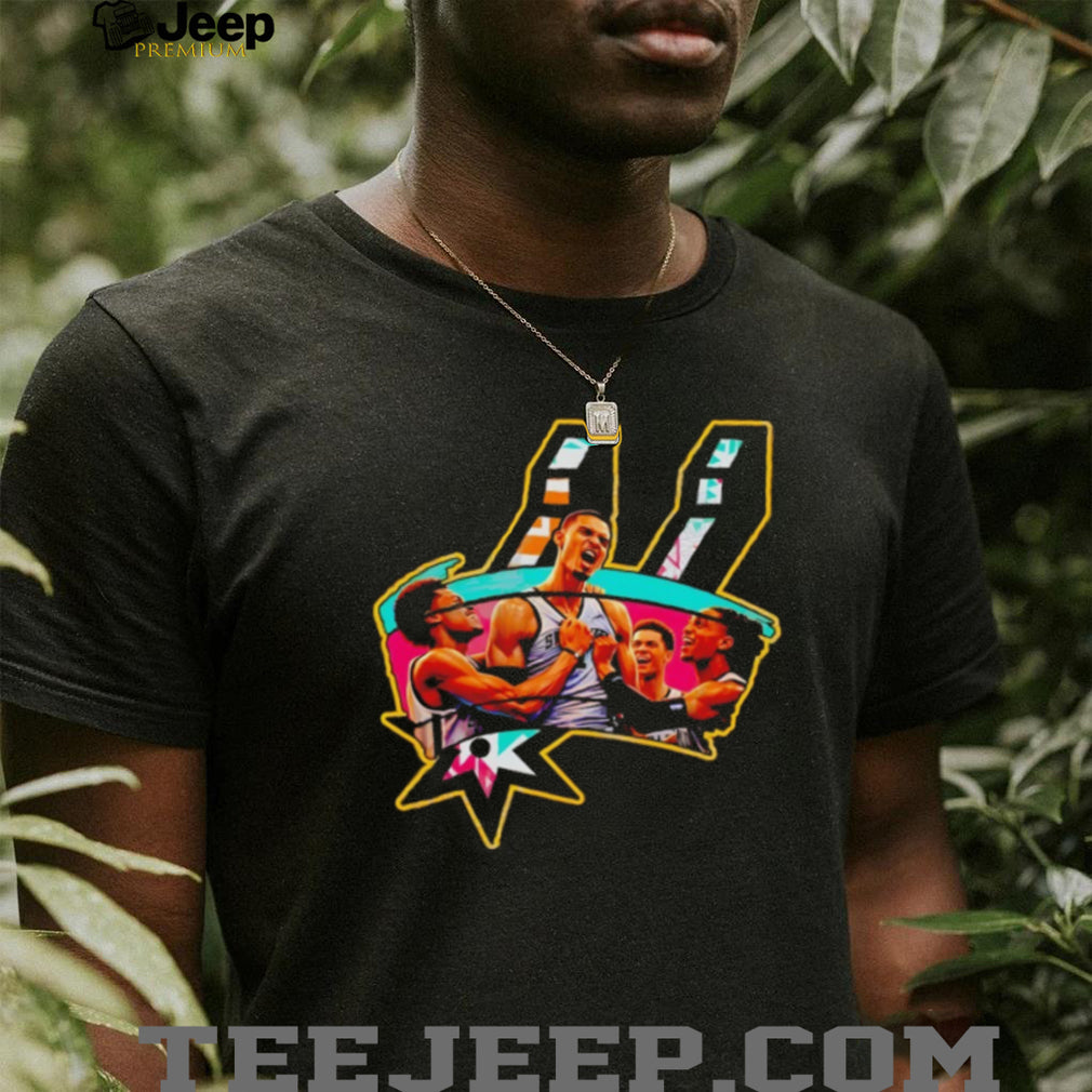 Wembanyama Spurs Logo Celebration Abstract Art T Shirt