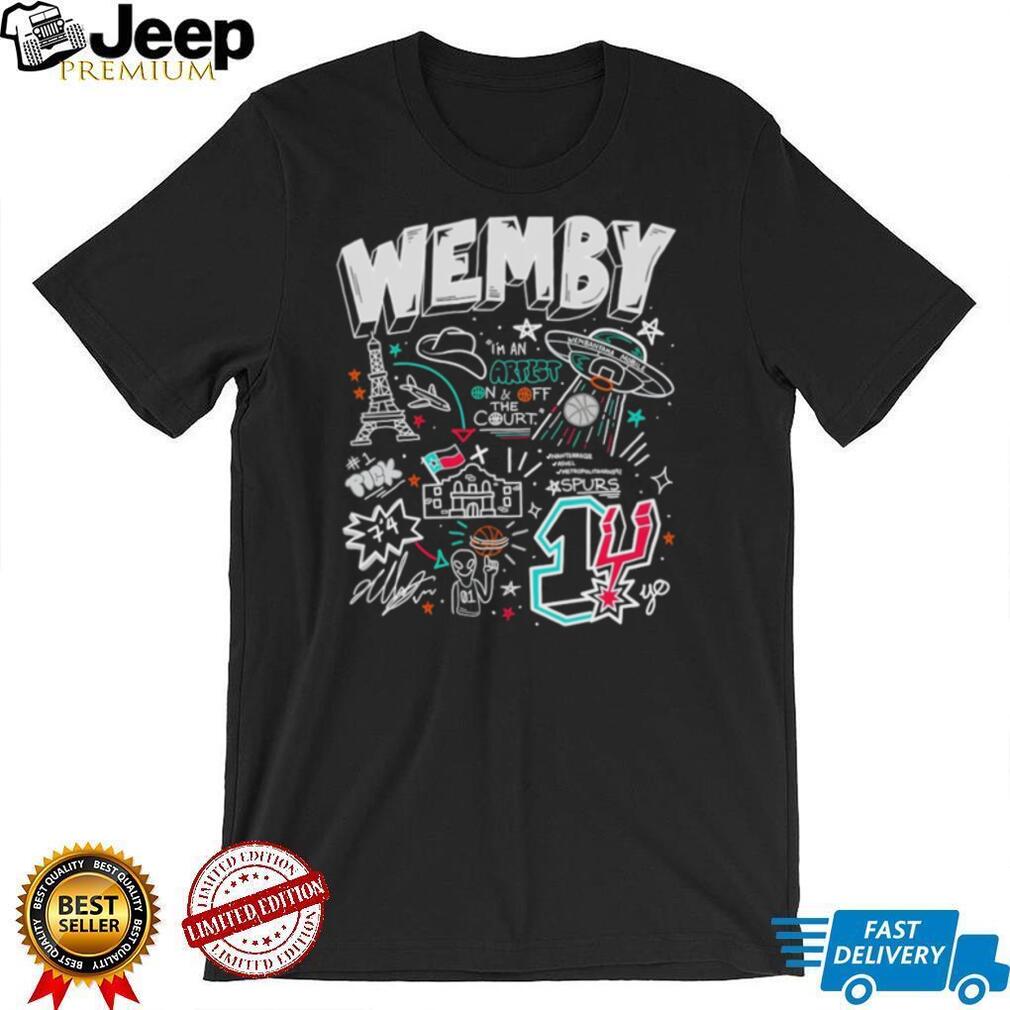 Wemby San Antonio Spurs Doodle Art French Alien Basketball T Shirt