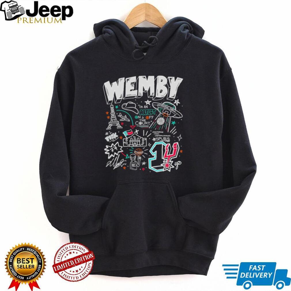 Wemby San Antonio Spurs Doodle Art French Alien Basketball T Shirt