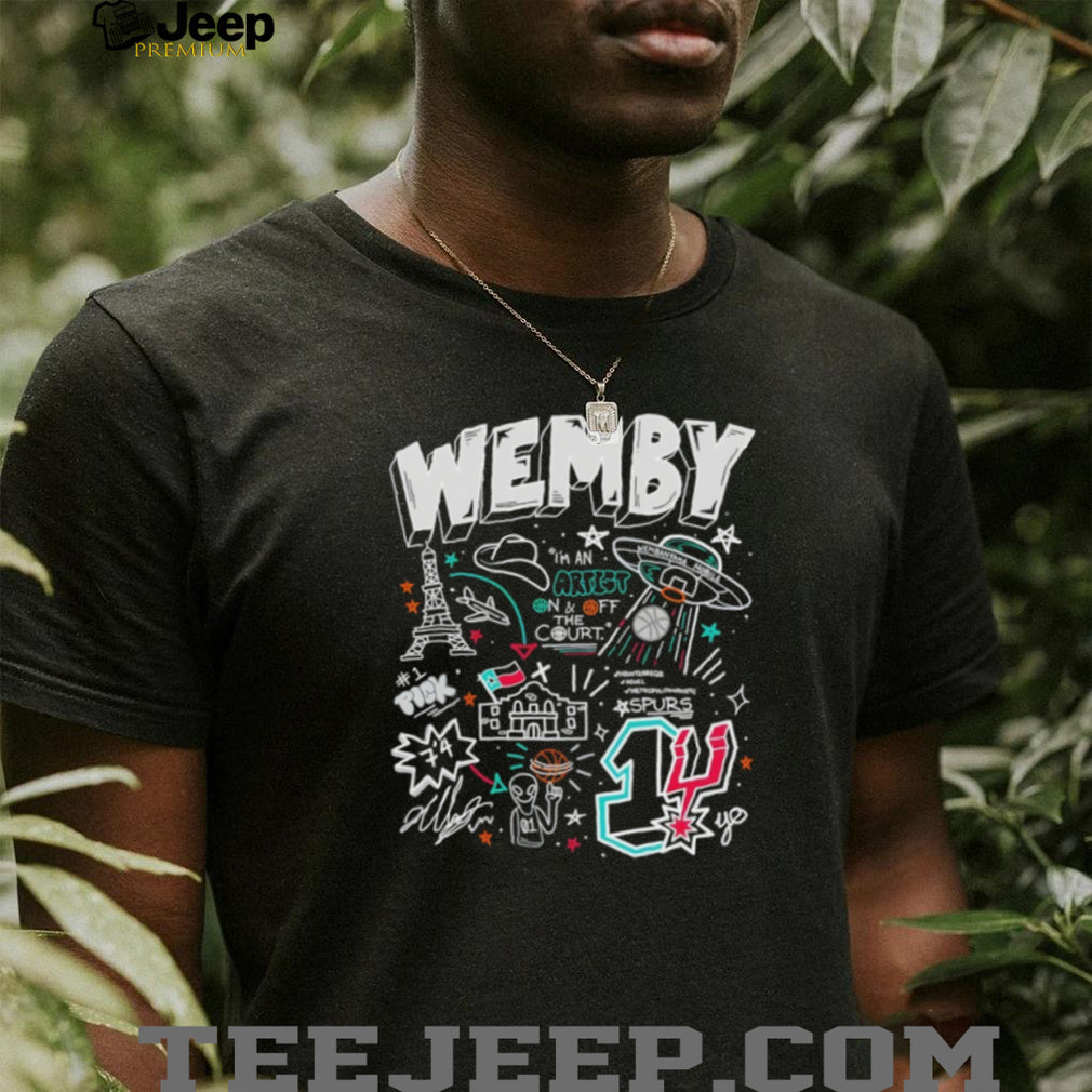 Wemby San Antonio Spurs Doodle Art French Alien Basketball T Shirt