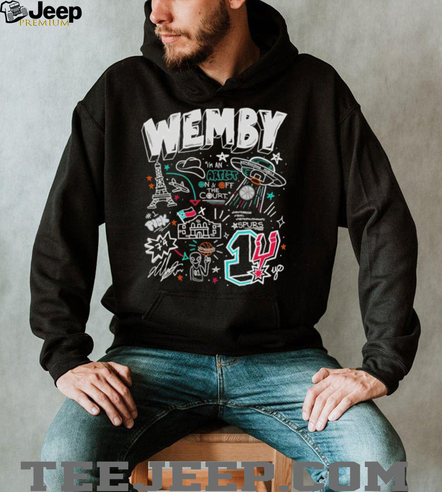 Wemby San Antonio Spurs Doodle Art French Alien Basketball T Shirt