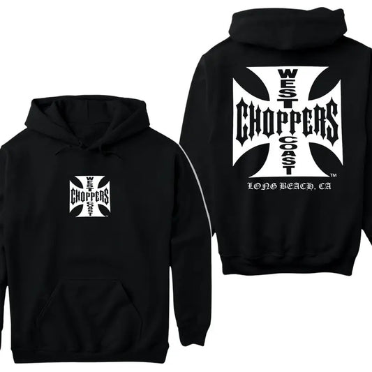 West Coast Choppers 2 Sided Hoodie, Choppers Cowl Hooodie, Menswear, Unisex Cotton, Classic Tops Sweaters Tops