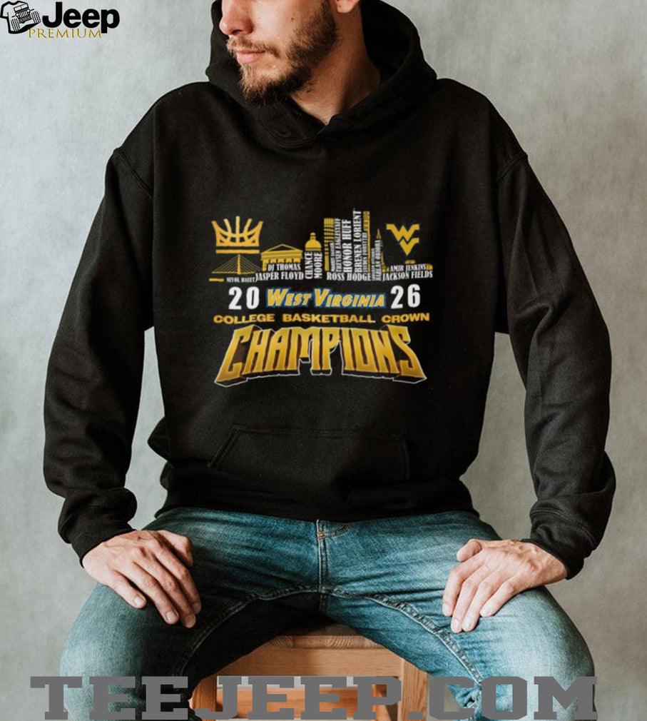 West Virginia Mountaineers 2026 College Basketball Crown Champions Skyline T Shirt