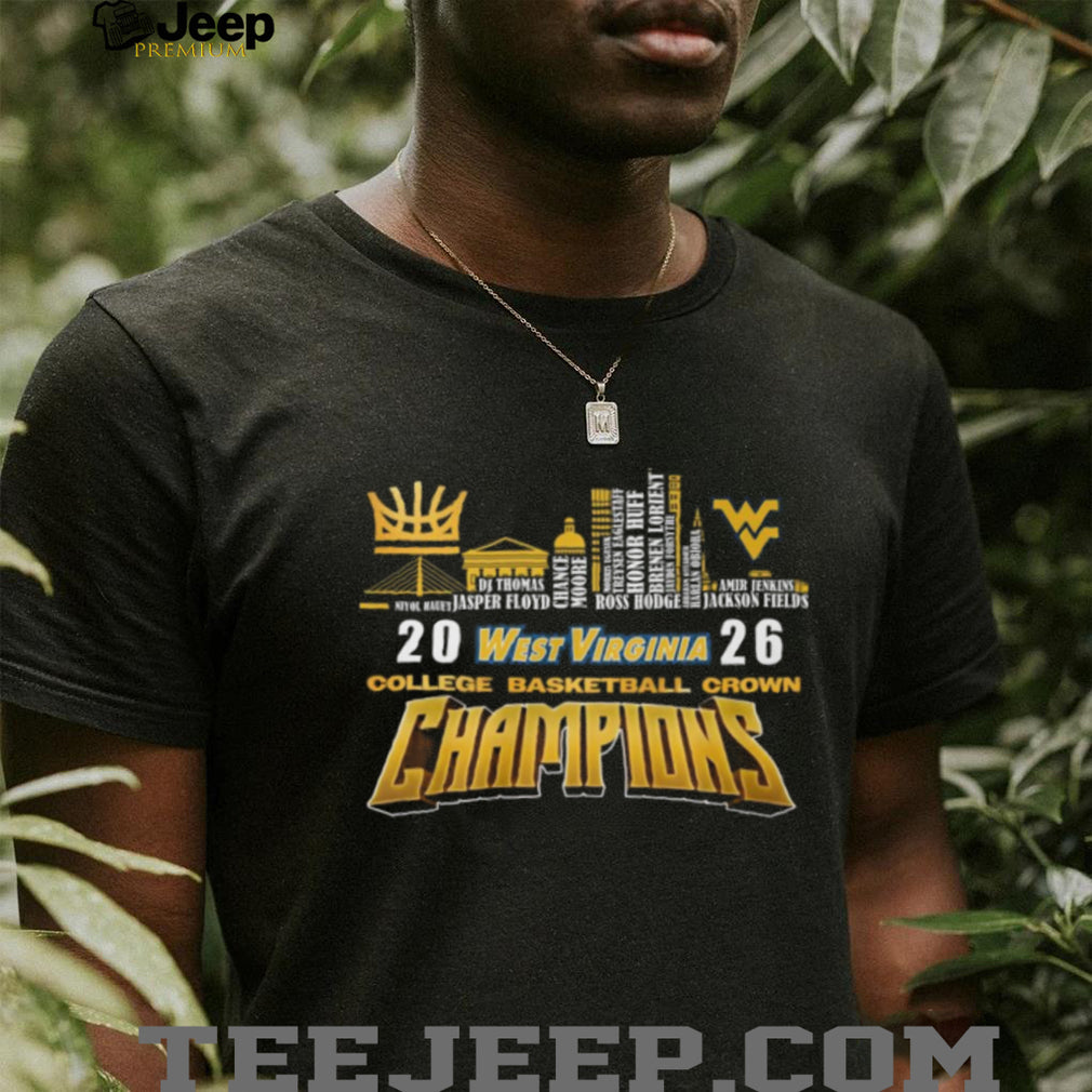 West Virginia Mountaineers 2026 College Basketball Crown Champions Skyline T Shirt