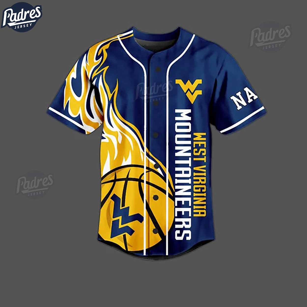 West Virginia Mountaineers Basketball Team Custom Baseball Jersey - Padres Jersey Oasis: Elevate Your Baseball... (Image 3)