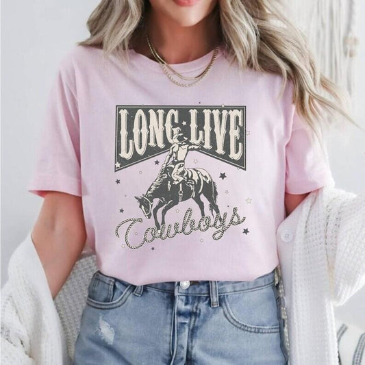 Western Aesthetic Shirt Long Live Cowboy Vintage Western Shirt Cowgirl Shirt Sweatshirt Hoodie Comfort Colors for Women Tops