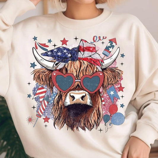 Western America Highland Cow , America Shirt, 4th Of july, Western , American Flag , Usa, America Designs, Freedom  T-shirt, sweater and Hoodie