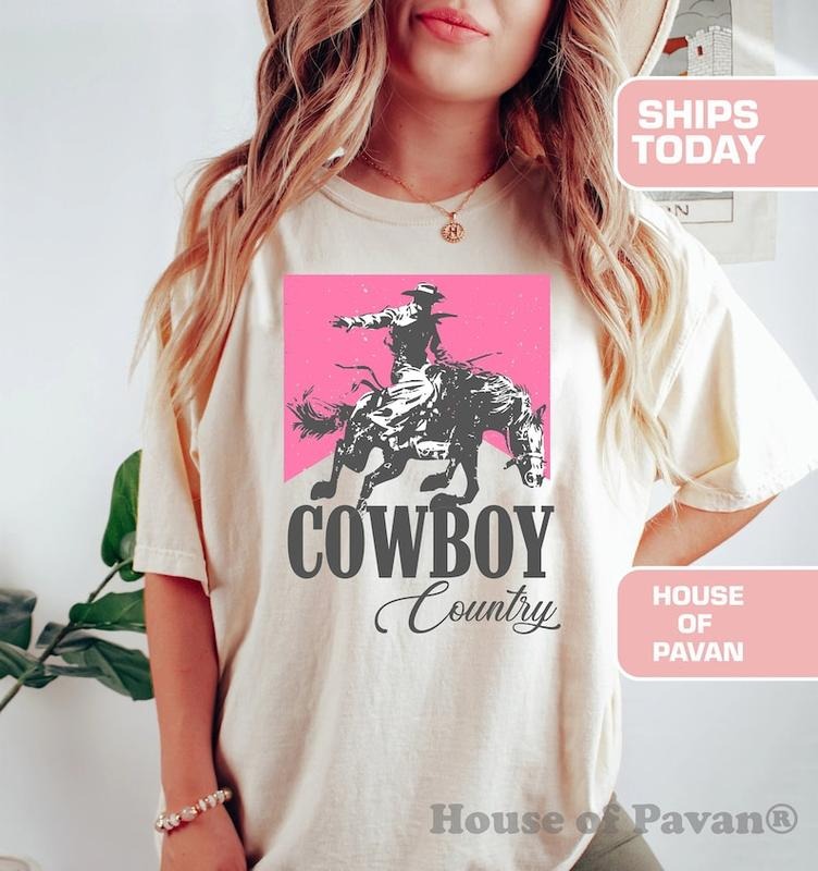 Western Cowboy Country, Pink Rodeo Shirt, Vintage Inspired Tee Shirt, Western Graphic  T-shirt, sweater  Hoodie Sweatshirt