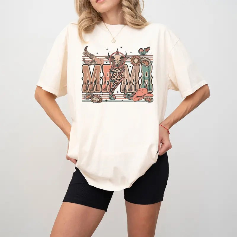 Western Mama Comfort Colors Shirt , Howdy Cowhide Shirt, Western Mom Shirt, Coquette Mama Shirt, Western Cow Shirt,...