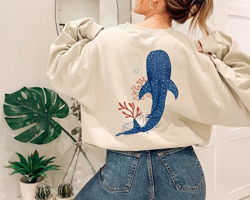 Whale Ocean Sweatshirt and Hoodie Beachy Hoodie Ocean Hoodie Coconut Girl Jesus Hoodie, Christian Crewneck Over Fear Surf...