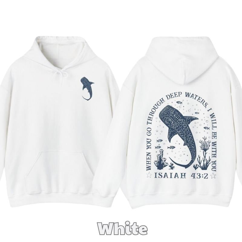 Whale Shark Hoodie Tshirt - Beachy Shark Graphic Tee, Jesus T-shirt, Beachy Tee, Summer T-shirt, Christian Ocean Hoodie, Coconut Girl Christian Clothing Hoodie