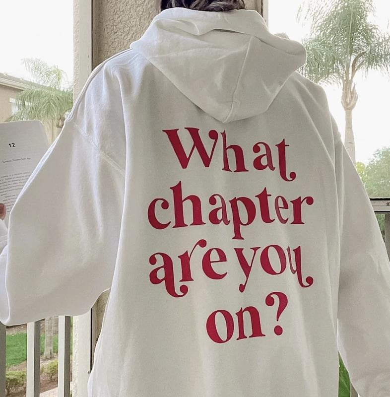 What Chapter are you on Hoodie (Hoodie Sweatshirt, Unisex Fit, Causal Sweatshirt Unisex Jumper)) Menswear Oversized Sweaters Cotton Crewneck