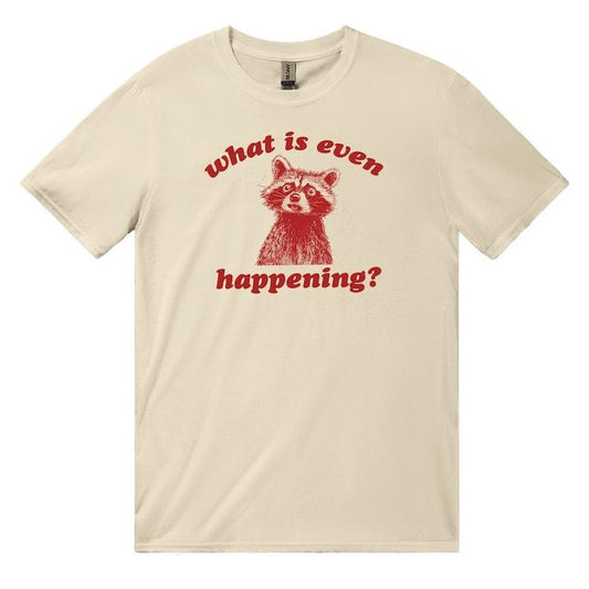 What Is Even Happening? Retro Racoon T-shirt, Vintage Cartoon Tee, Meme T-shirt, Unisex Iconic Slogan, 90s Aesthetic Vintage Tee, y2k Babystyle{n002}2