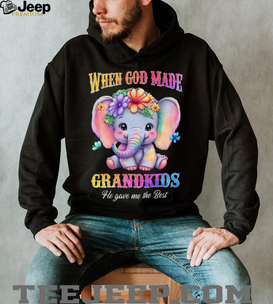 When God Made Grandkids Elephant Floral Best Grandma Mother Grandmother Casual Comfort Shirt