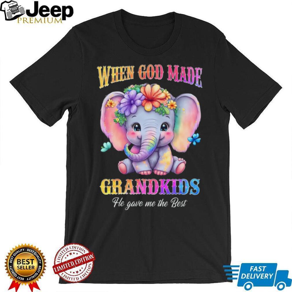 When God Made Grandkids Elephant Floral Best Grandma Mother Grandmother Casual Comfort Shirt