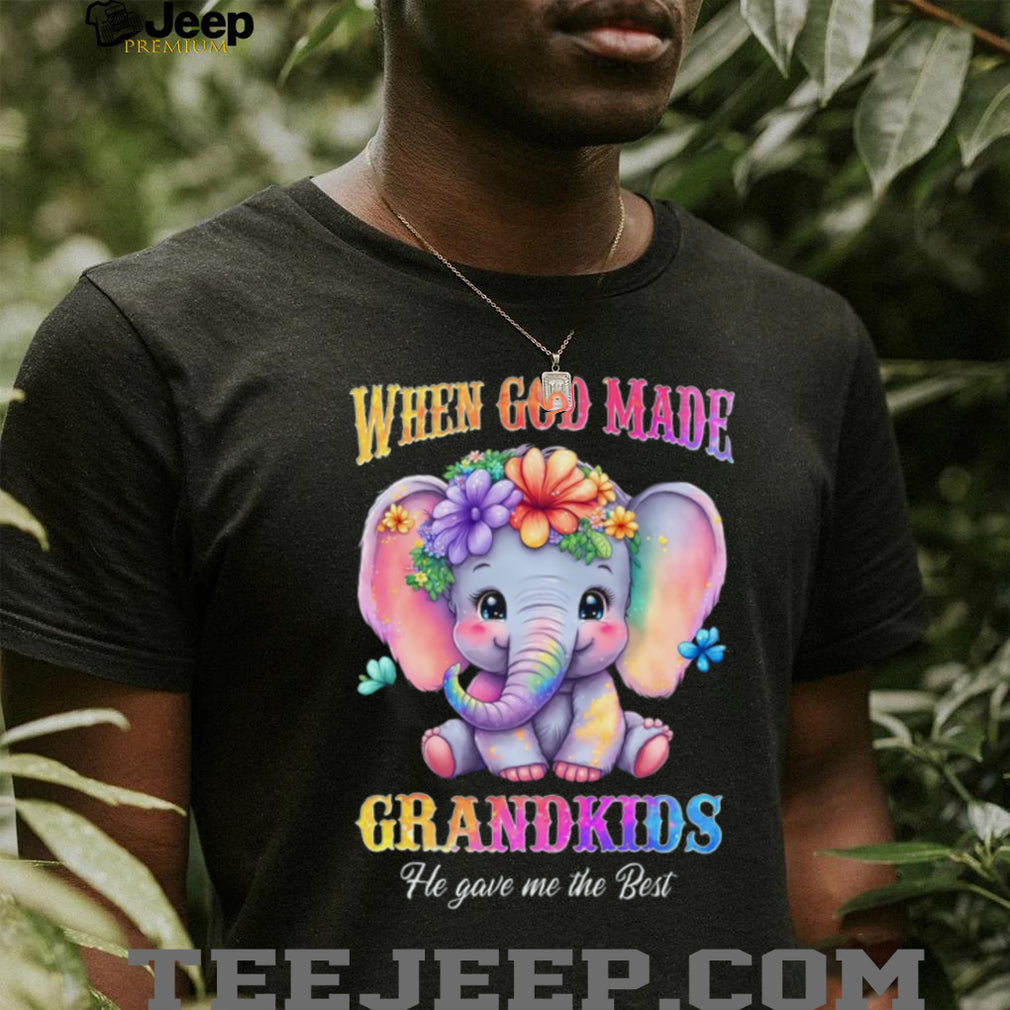 When God Made Grandkids Elephant Floral Best Grandma Mother Grandmother Casual Comfort Shirt