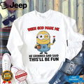 “When God Made Me He Grinned” Sassy Minion Coffee Lover T Shirt