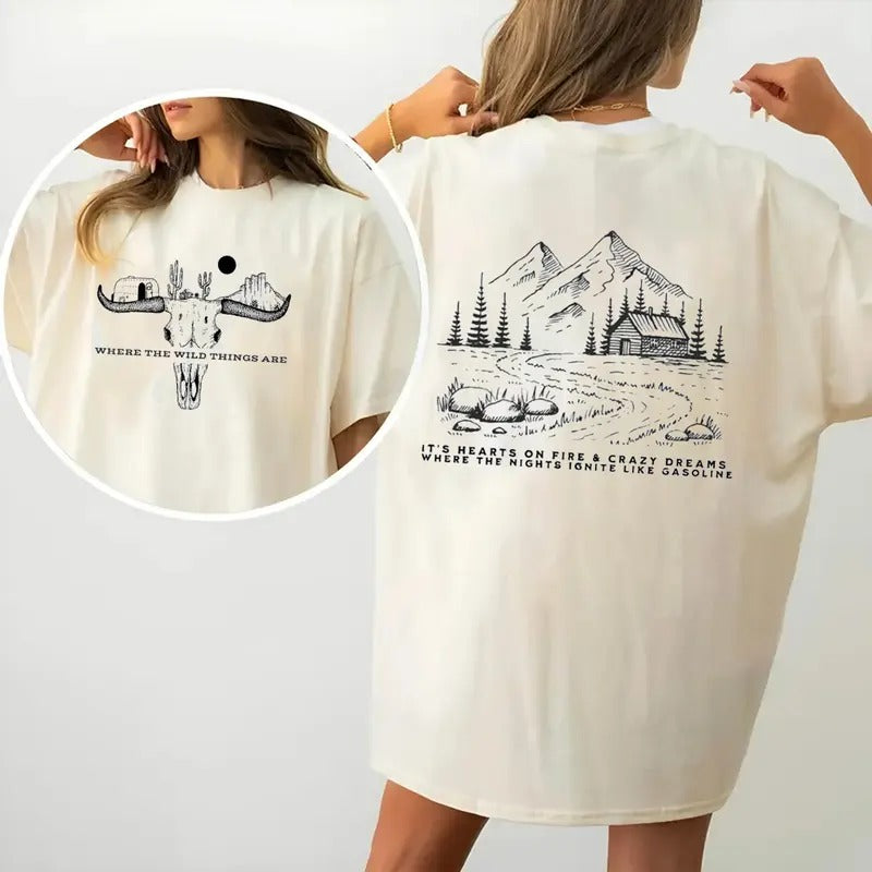Where The WiId Things C0mbs 2 Sides Tee, 2024 Country Merch, Concert Outfit, Unisex Short Sleeve Tee Shirt, Casual Clothing