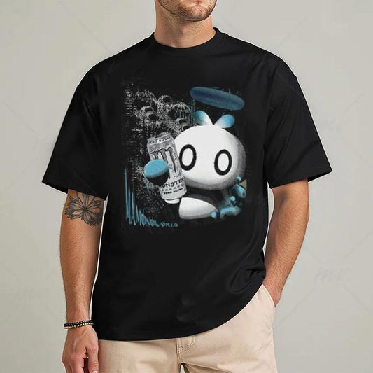 White Monster T-Shirt, S0nic Unisex Funny Shirt, Y2k Clothes Streetwear