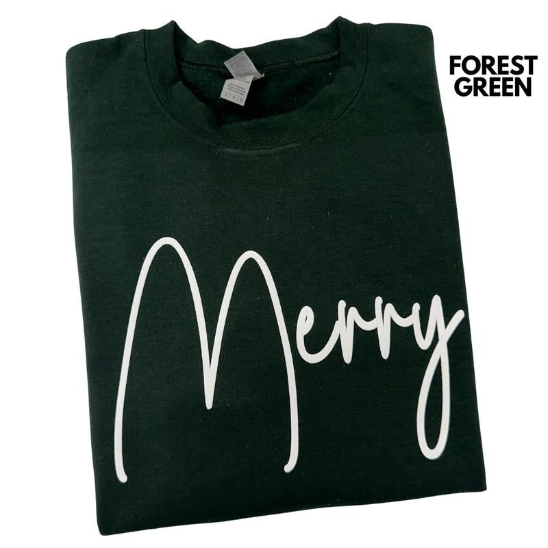White PUFF Merry Sweatshirt T-Shirts, Hoodie | WearSparks.com