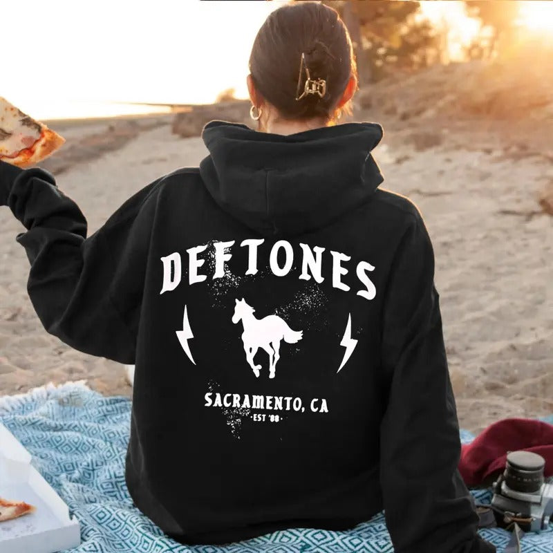 White Pony Back Hoodie, Deftoness Merch, Heavy Metal Band Shirt, Unisex Sweater Pullover Tee