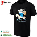 White wolf holding coffee surviving not thriving shirt