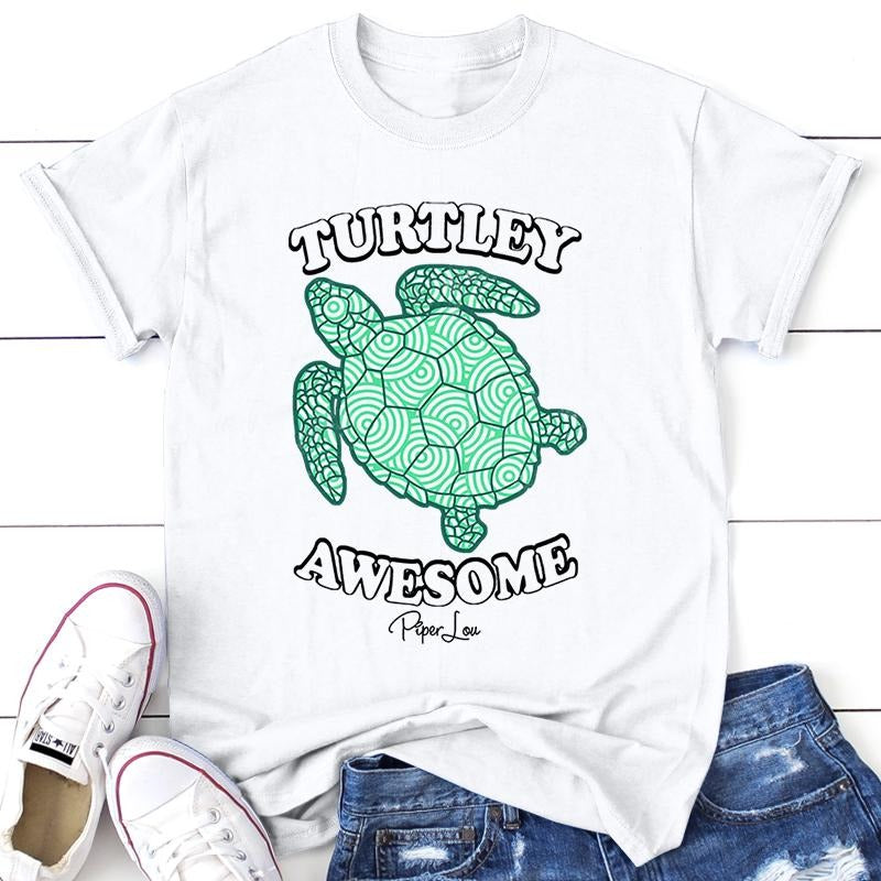 Turtley Awesome Tee, Proudly Printed In The USA, Tee Gray / White, #sassy #cute #colorprint Hoodie, Sweatshirt