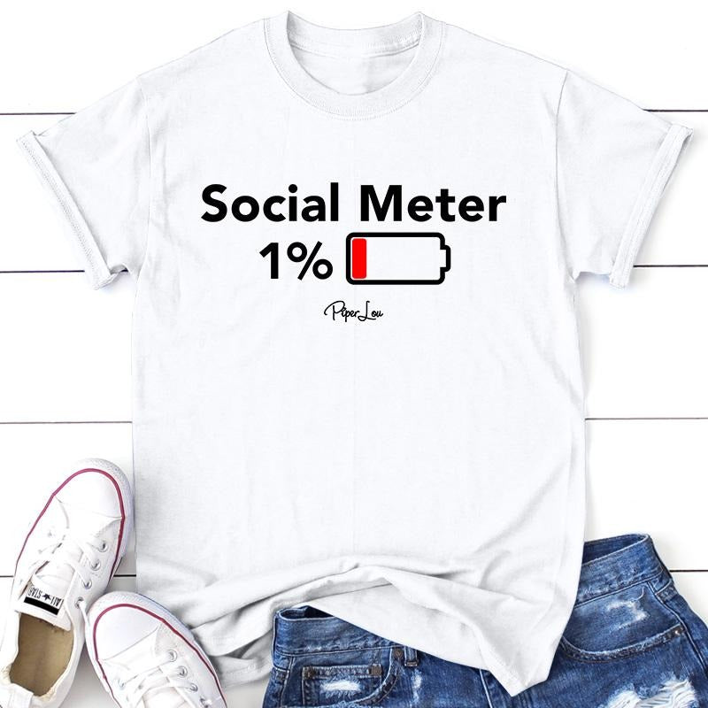 Social Meter Tee, Proudly Printed In The USA, Tee Gray / White, #sassy #cute #colorprint