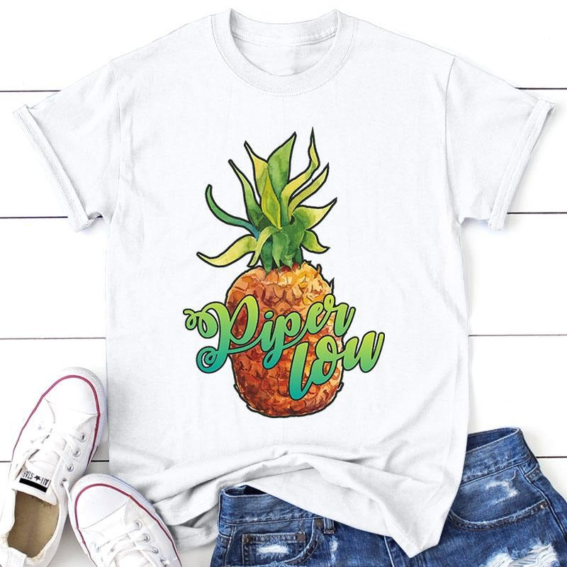 Piper Lou Pineapple Summer Tee, Proudly Printed In The USA, Tee Gray / White, #sassy #cute #colorprint Hoodie, Sweatshirt