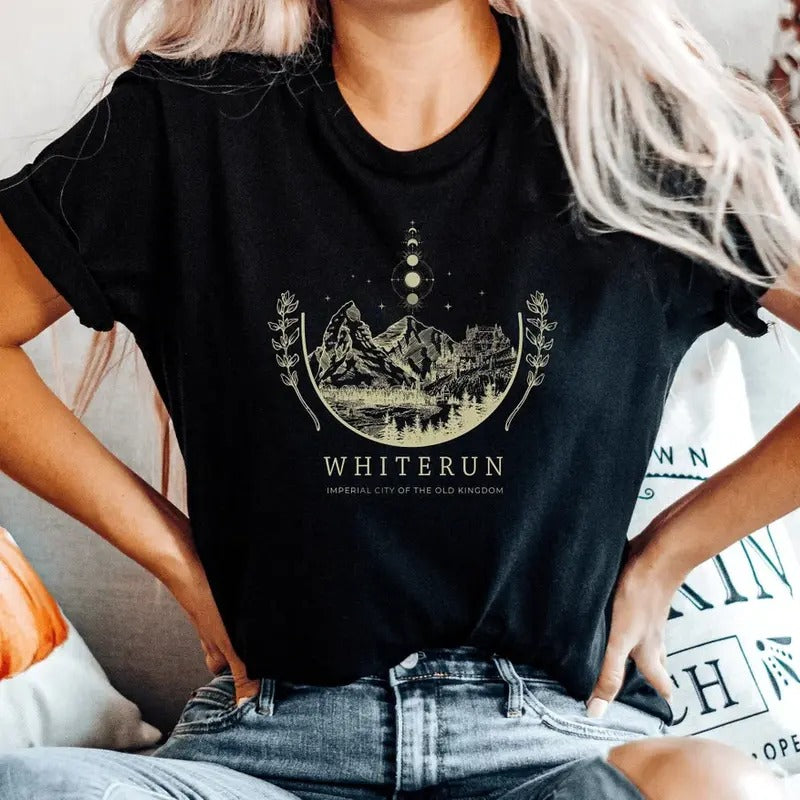 Whiterun Skyrim Tshirt, Elder Scrolls V Gaming Sweatshirt, Dragonborn Dawnguard Hearthfire Crew Neck, Video Game Lover Women's Gamer Gift, Whiterun Imperial City Of The Old Kingdom Womenswear Shirt