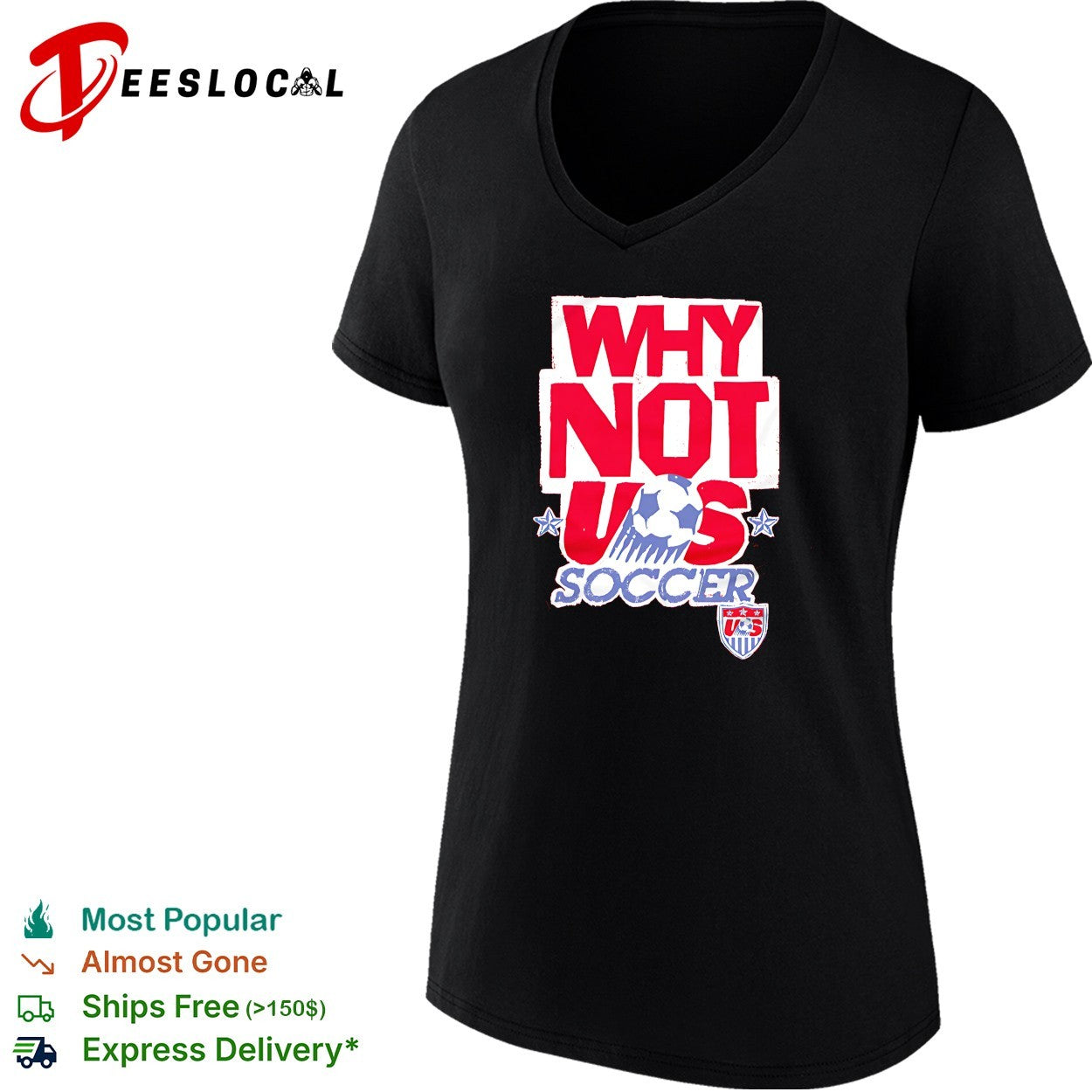 Why not US Soccer soccer ball in letters World Cup shirt