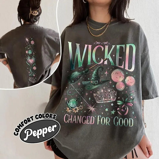 Wicked 2 Sided Shirt, Wizard Movie Fan Shirt, Wicked Changed For Good TShirt, Wicked The Musical Double Sided Tee