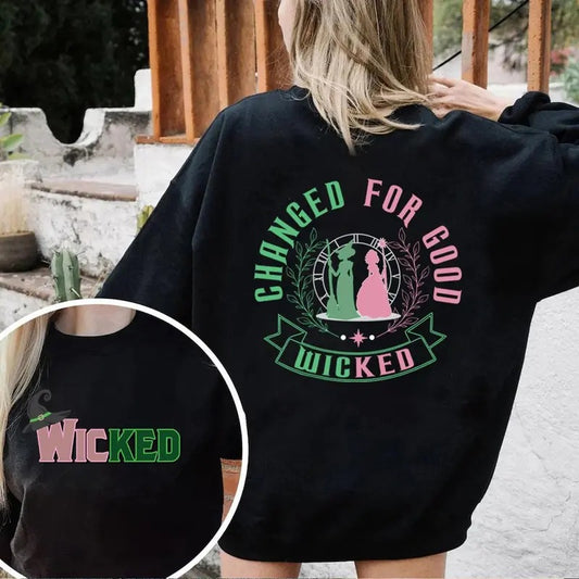 Wicked Change For Good Glitter Sweatshirt, Defy Gravity Broomstick Magic Wand Shirt, Wizard Of Oz Movie, Unisex Short Sleeve Tee