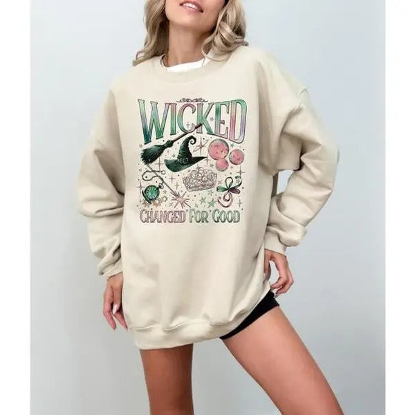 Wicked Change For Good Sweatshirt, Defy Gravity Broomstick Magic Wand, Wizard Movie Fan Shirt, Wicked Sweater, Musical Fan Gift