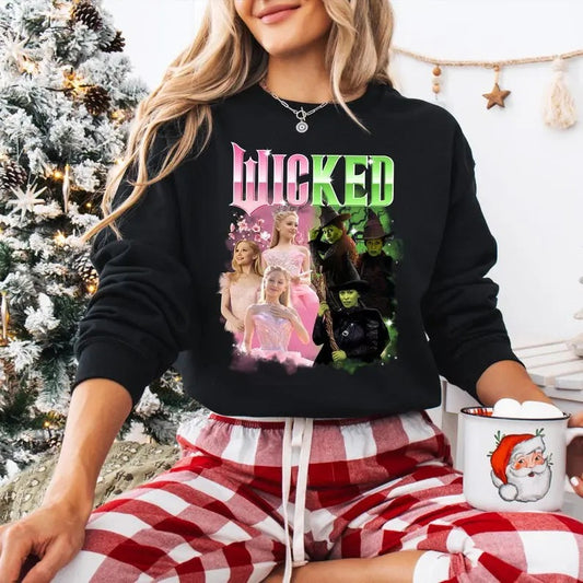 Wicked Change For Good Sweatshirt, Wicked Defying Gravity Shirt, Broomstick Magic Wand T-shirt, Wizard Of Oz Movie Tee, Pink And Green