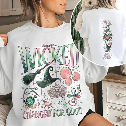 Wicked Double Sided Sweatshirt, Wizard Movie Fan Crewneck, Wicked Changed For Good Shirt, Wicked The Musical 2 Sided Sweater