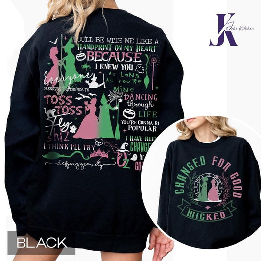 Wicked Glitter Colorful Comfort Color Shirt, Defy Gravity Broomstick Magic Wand Shirt, Wizard of Oz Tee, Witch Pink and Green Sweatshirt