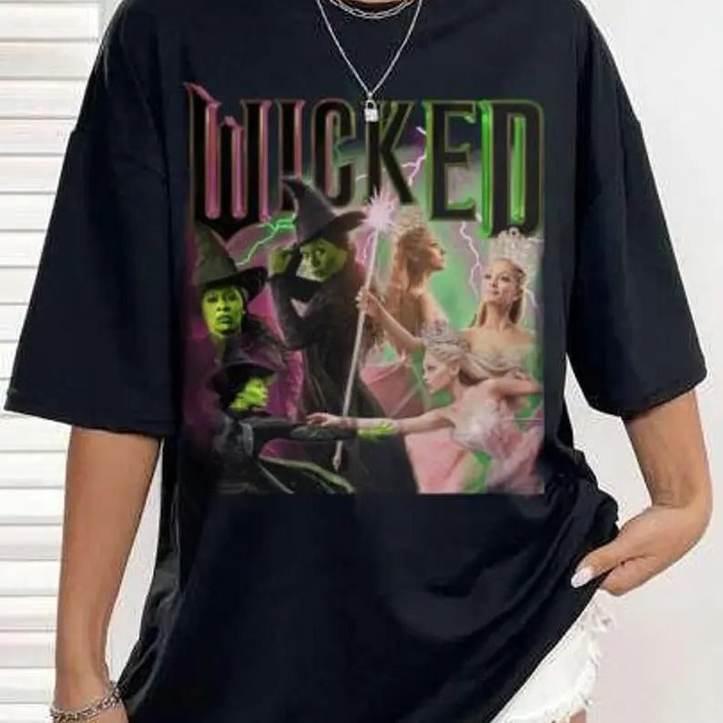 Wicked Movie T-Shirt, Wizard of Oz Inspired Fan Elphaba Glinda, Gift For Fan T-Shirt, Unisex Cotton For Men Women