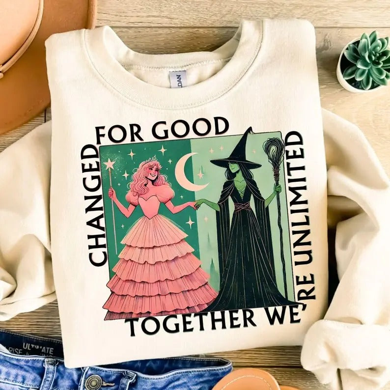 Wicked Musical Fan Christmas Gift Shirt, Together We're Unlimited Tee, Wicked Changed For Good PNG, Wicked Musical Movie Png, Wicked PNG