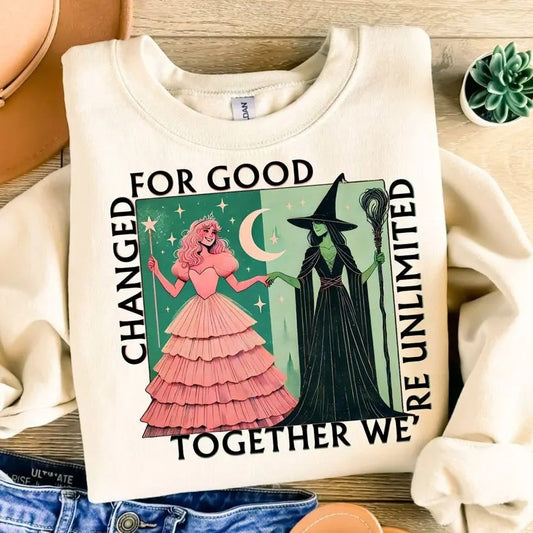 Wicked Musical Fan Christmas Gift Shirt, Together We're Unlimited Tee, Wicked Changed For Good PNG, Wicked Musical Movie Png, Wicked PNG