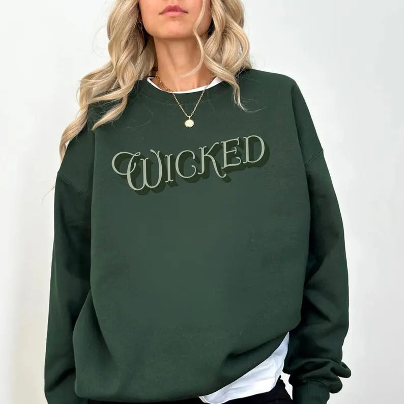 Wicked Sweatshirt, Nostalgic Wizard of Oz Font Cozy Crewneck, Broadway Musical Theater Gift, Wicked Movie Merch