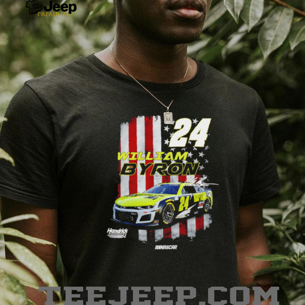 William Byron #24 NASCAR Hendrick Motorsports Patriotic American Flag T Shirt