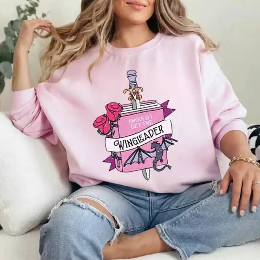 Wingleader Fourth Wing Tshirt, Dark Academia Gift, Iron Flame Shirt, Unisex Medium Heavy Fabric, Loose Fit, Machine Washable, Casual Style - Pulloverstyle{n002}2