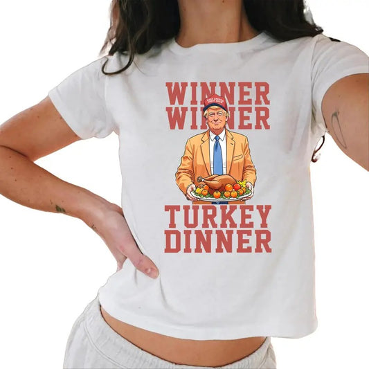 Winner Winner Turkey Dinner Trump Thanksgiving Unisex Baby Tee, Trump Thanksgiving Humor Baby Tee, Funny Trump Thanksgiving Tee Casual Comfort