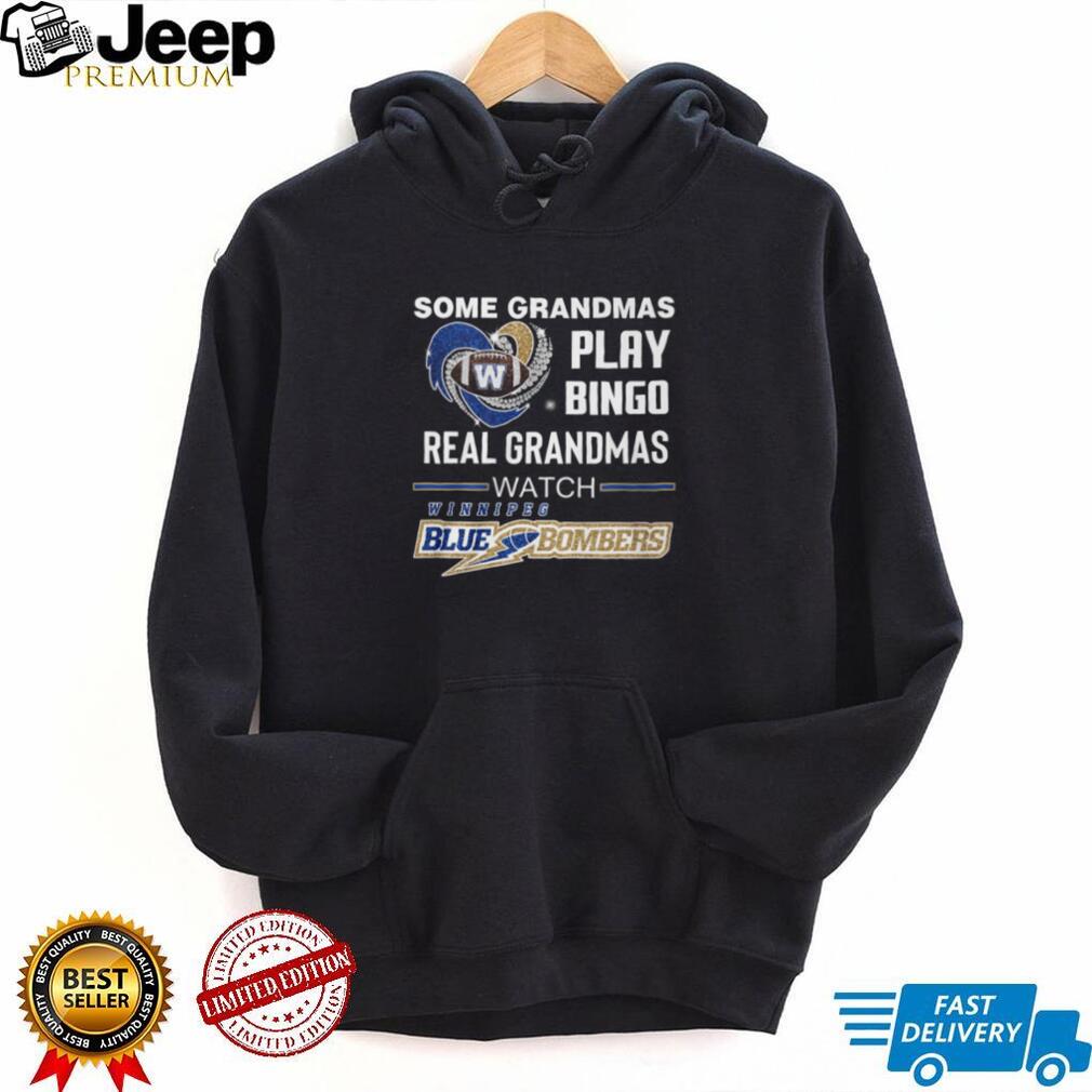Winnipeg Blue Bombers Football Grandma Heart Real Grandmas Watch Blue Gold T Shirt