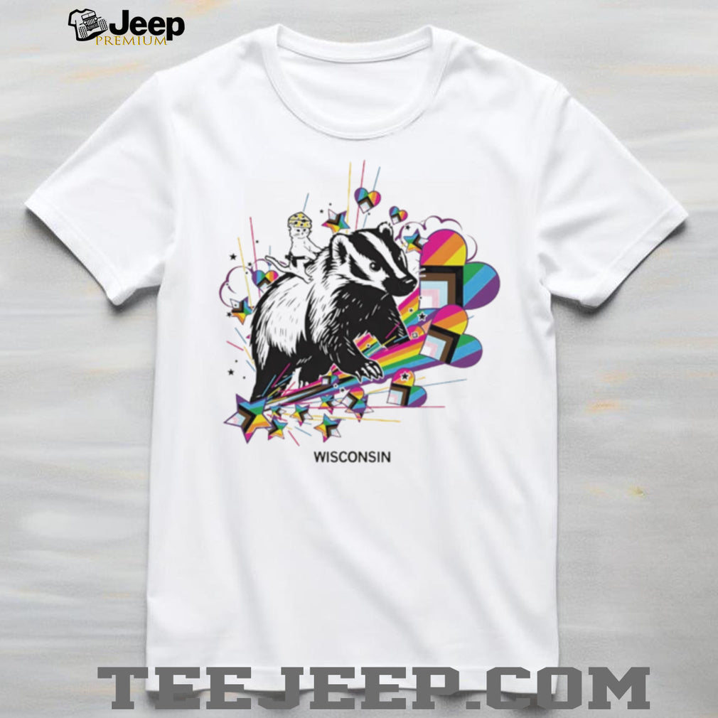 Wisconsin Badger Mascot Colorful Retro Art Graphic T Shirt
