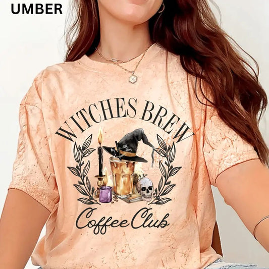 Witches Brew Coffee Shirt, Spooky Season Shirt, Spooky Season Coffee Oversized Tee, Oversized Halloween Unisex Cotton Top